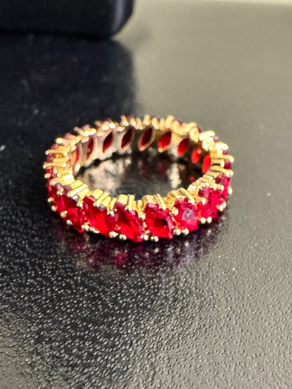 Size 8  Ring with Red Gemstones - Women's Jewelry